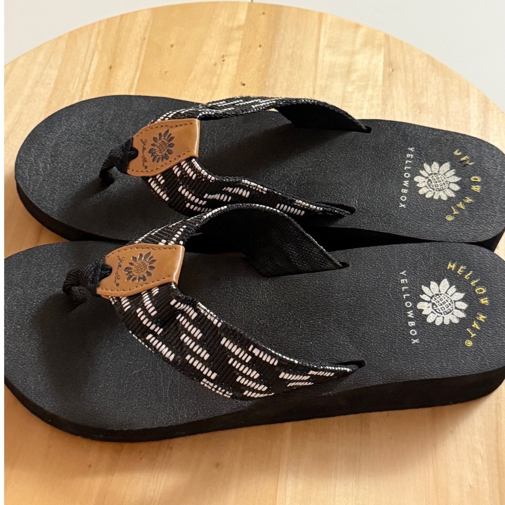 Yellow Box Emmett Mellow Mat Platform Flip Flop Sandals Black Woven Women's 8 - Picture 3 of 8